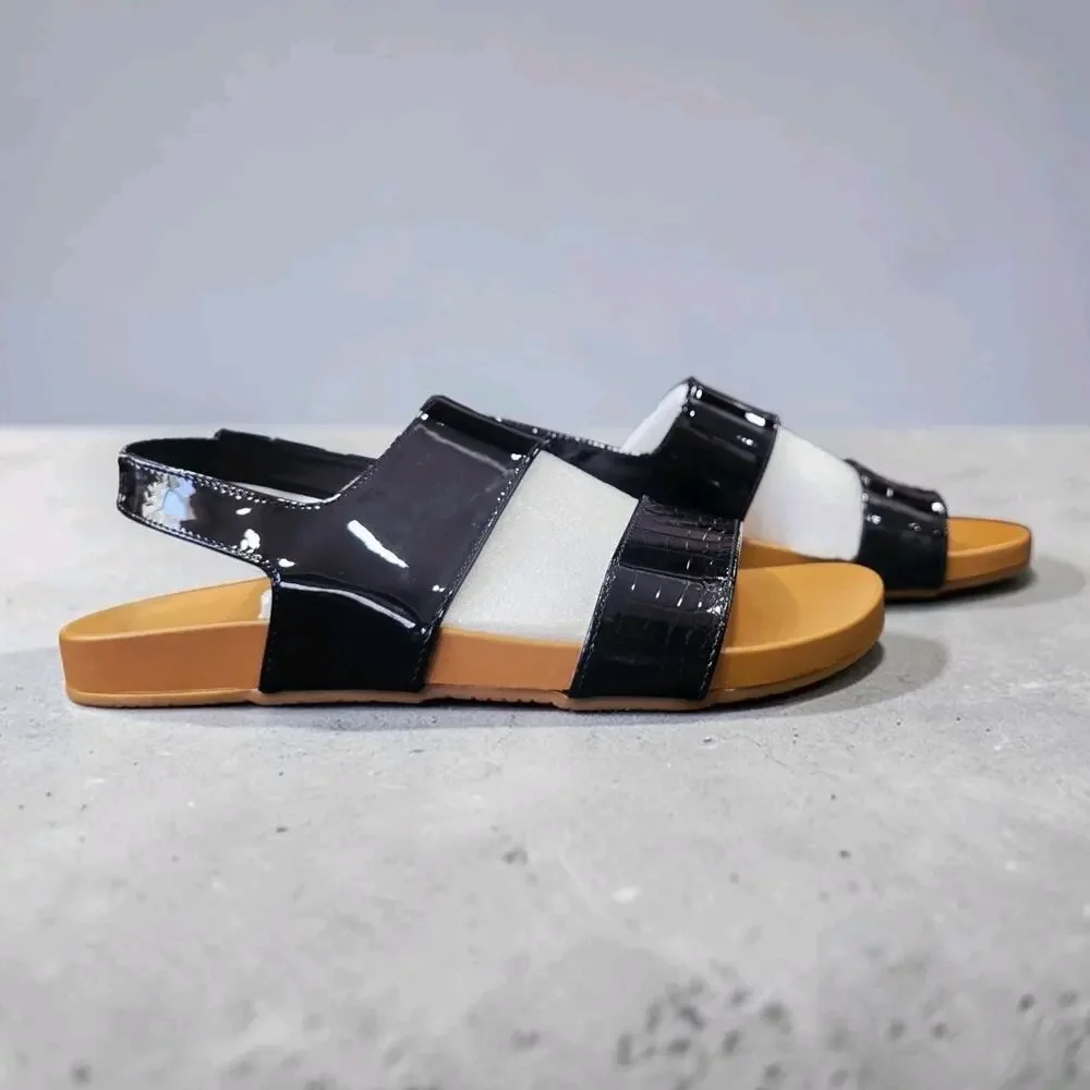 Fudynmalc Womens Orthopedic Sandals Size 40 US 9 Black Patent Croc Comfort NIB